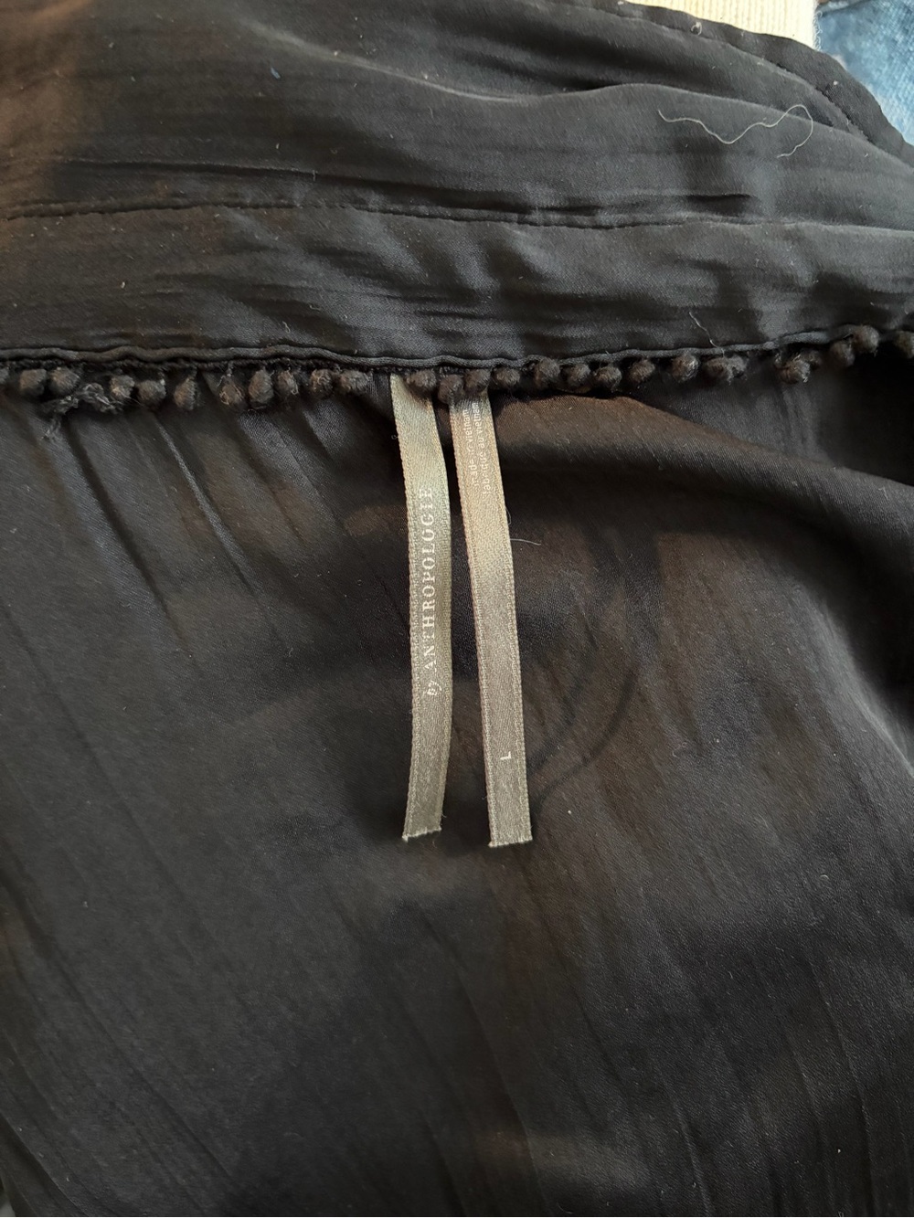 Anthropologie Black Button-Down Blouse with Navy Inner Panel - Picture 3 of 3